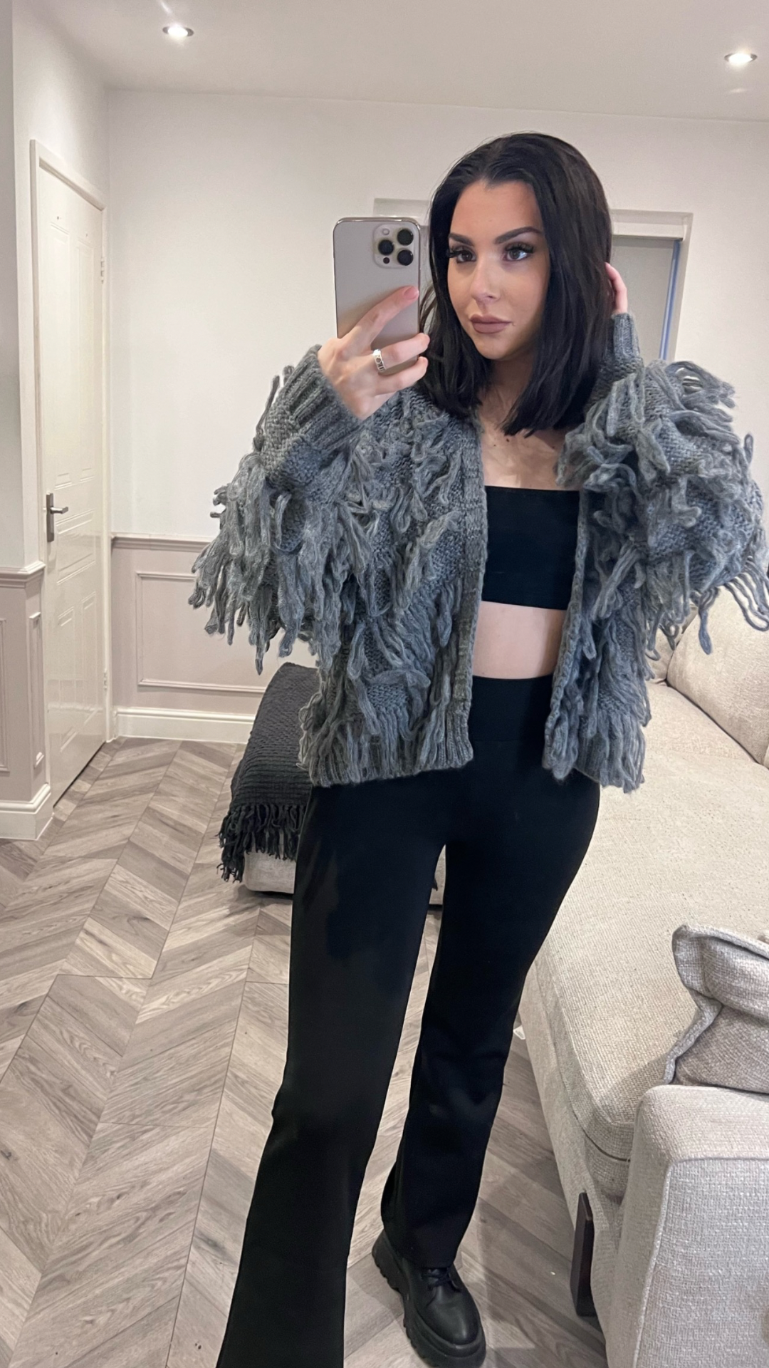 Grey 2025 shaggy cardigan