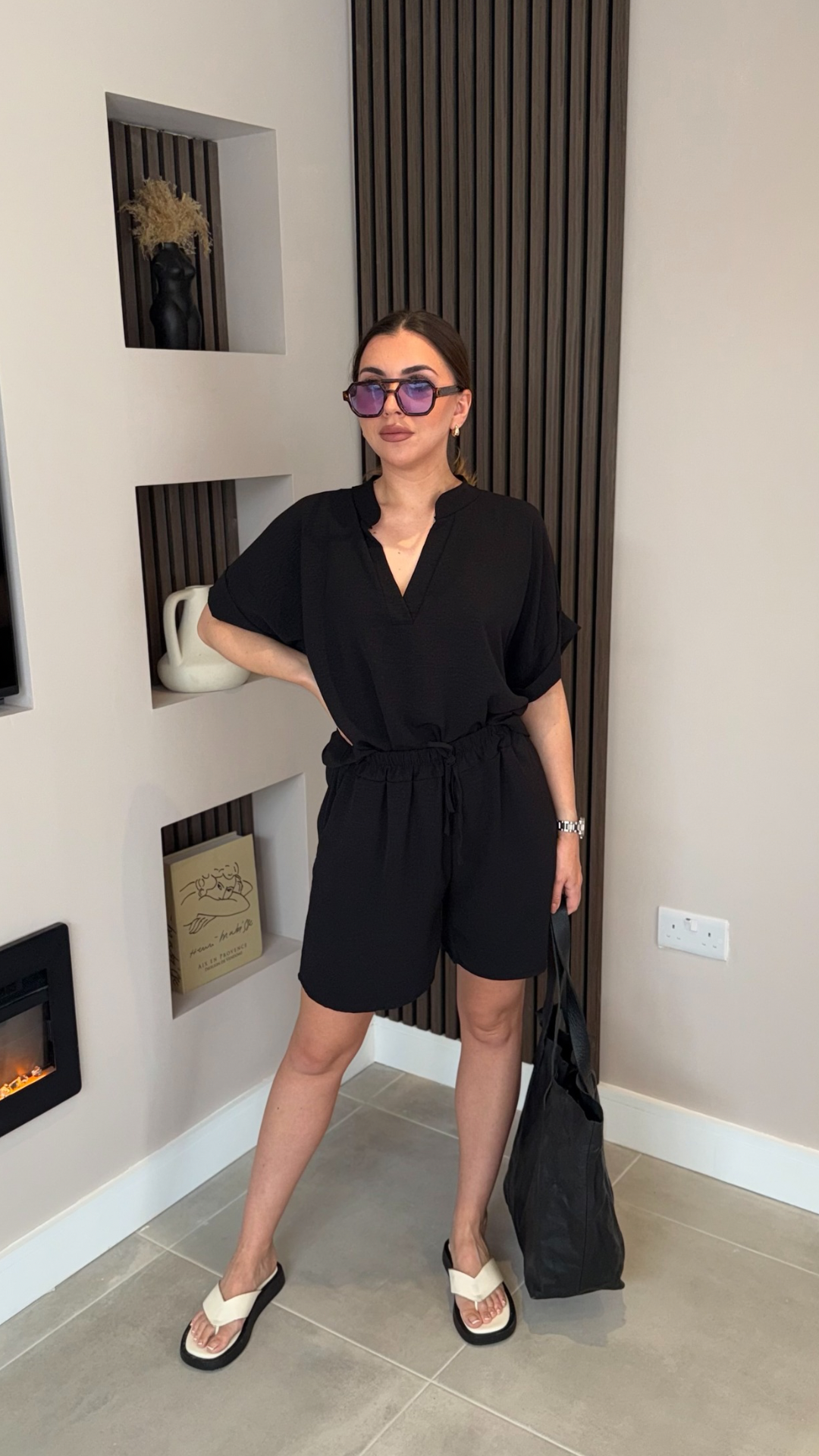 BLACK TOP AND SHORTS CO-ORD SET