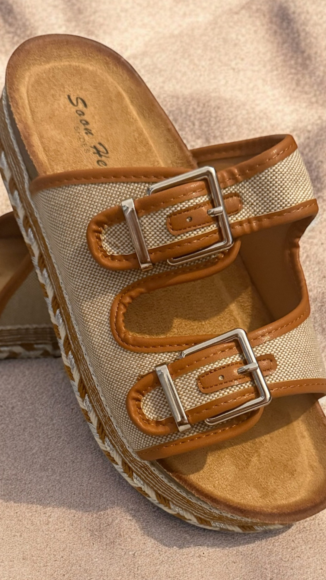 BUCKLE PLATFORM ESPADRILLE SLIDERS