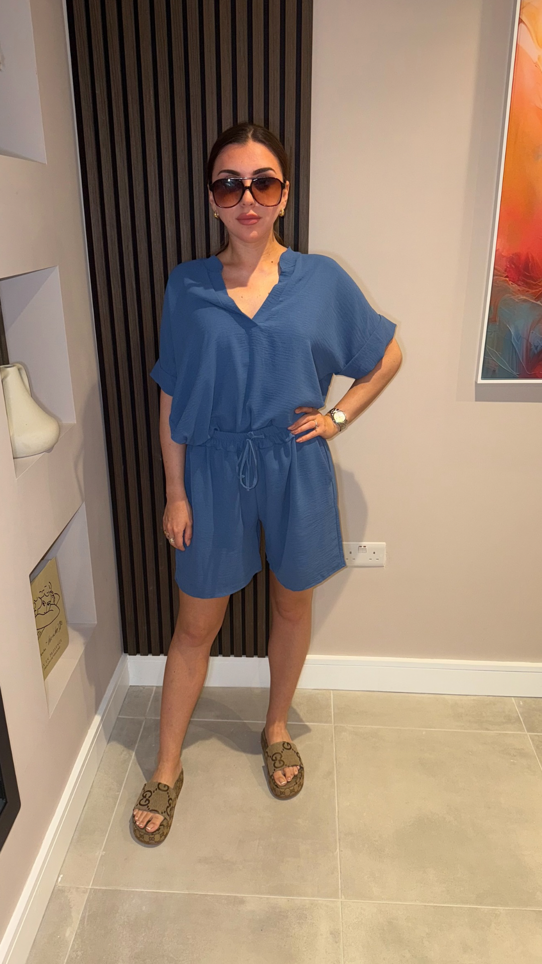 DENIM BLUE TOP AND SHORTS CO-ORD SET