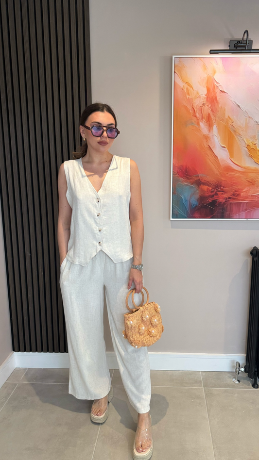 WAISTCOAT & WIDE-LEGGED TROUSERS SET