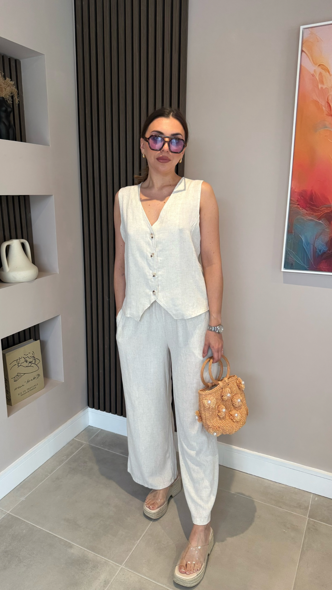 WAISTCOAT & WIDE-LEGGED TROUSERS SET