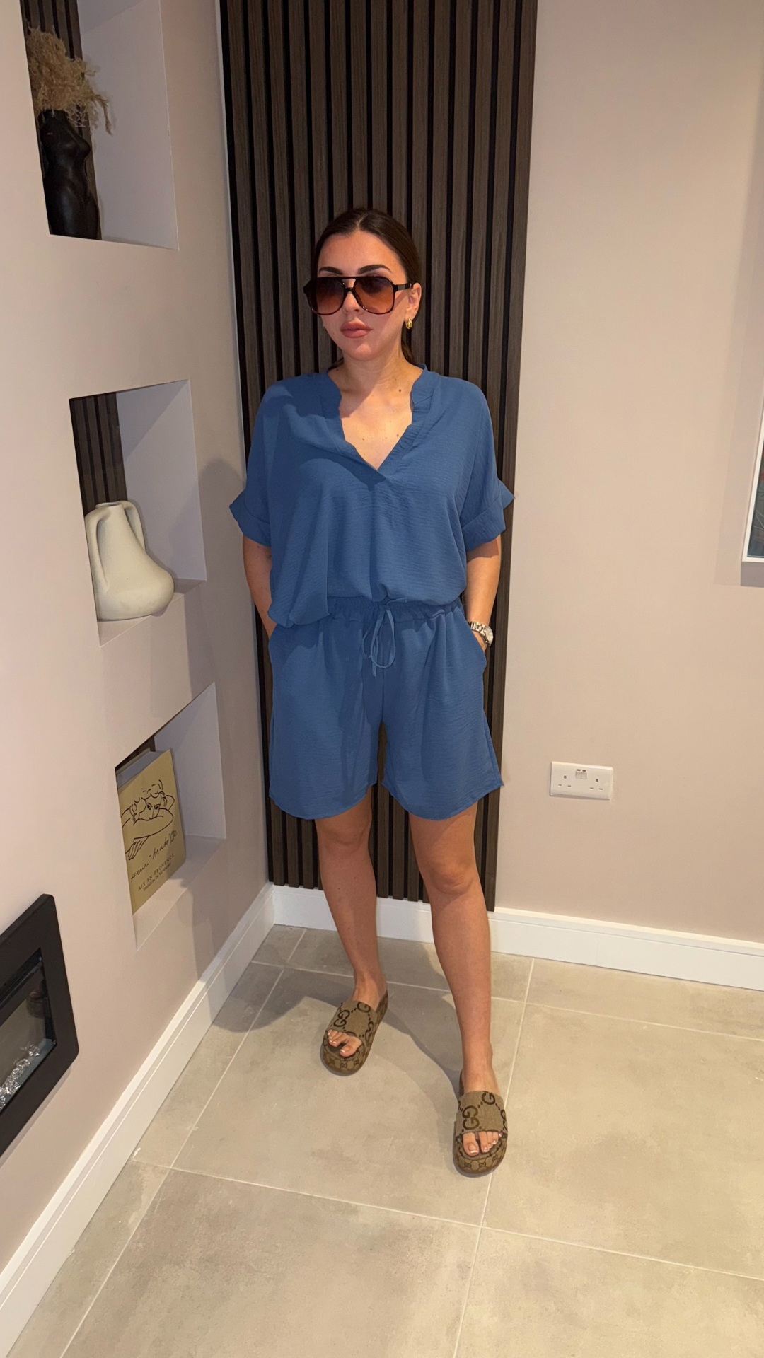 DENIM BLUE TOP AND SHORTS CO-ORD SET