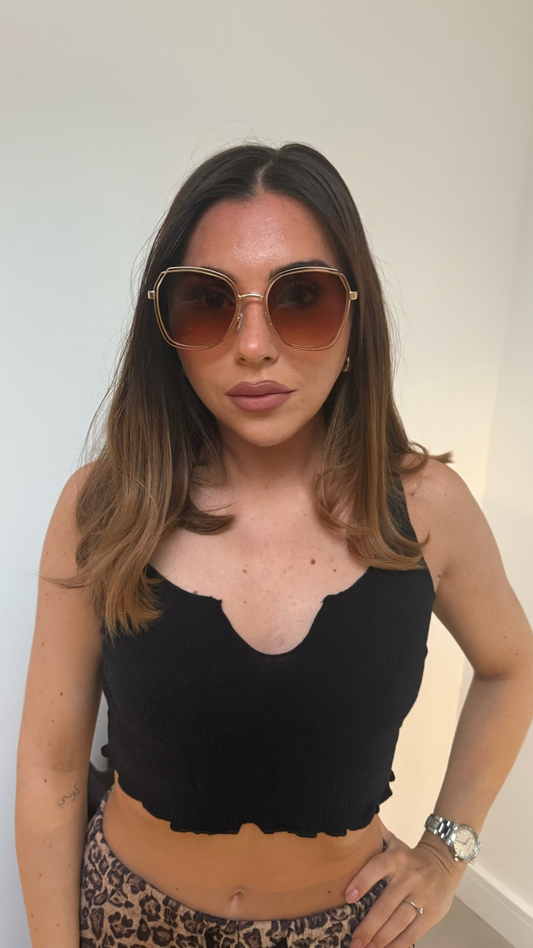 GOLD FRAME OVERSIZED SUNGLASSES