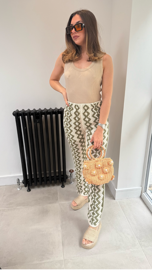 GREEN CROCHET TROUSERS