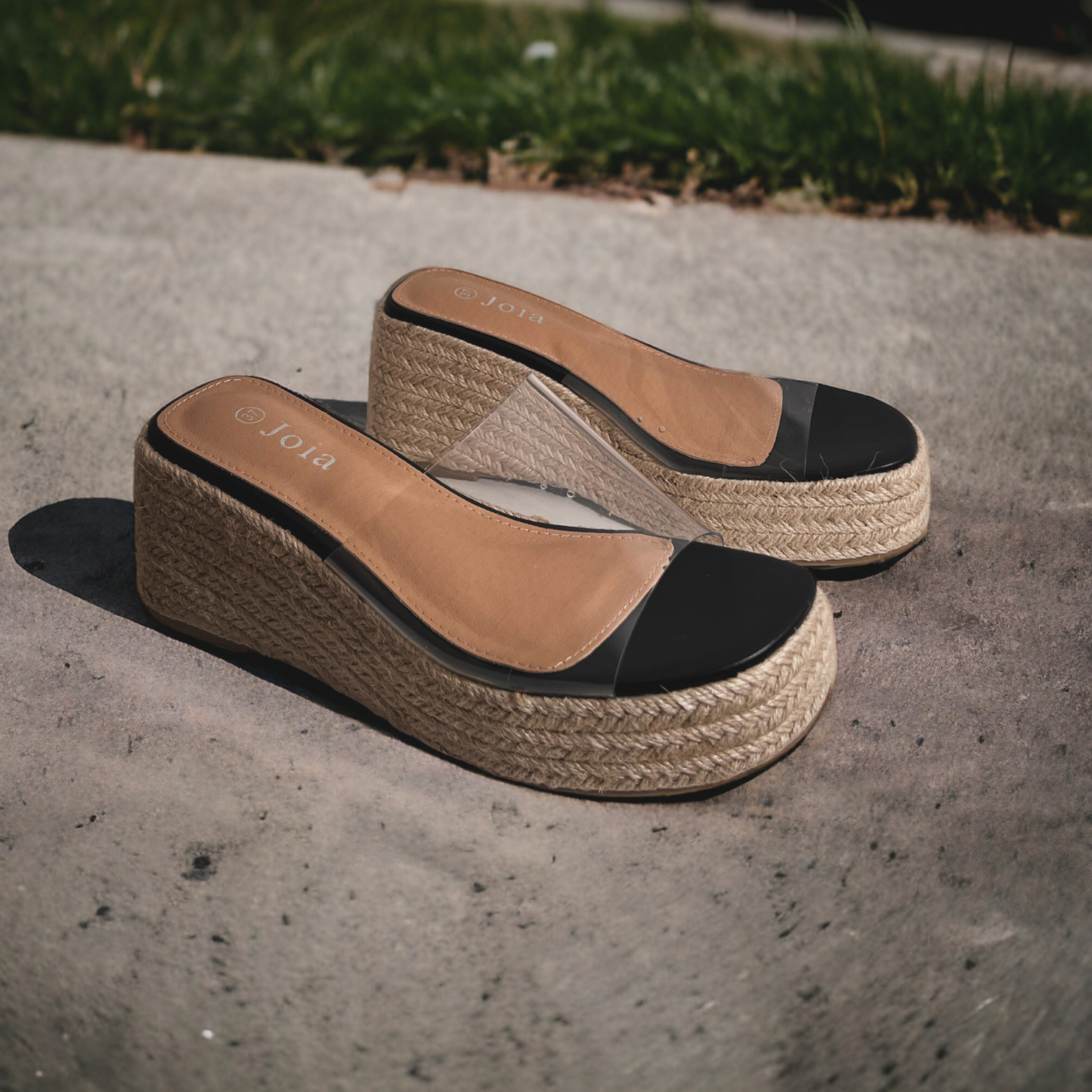 STRAP ESPADRILLE WEDGE SLIDE SANDALS