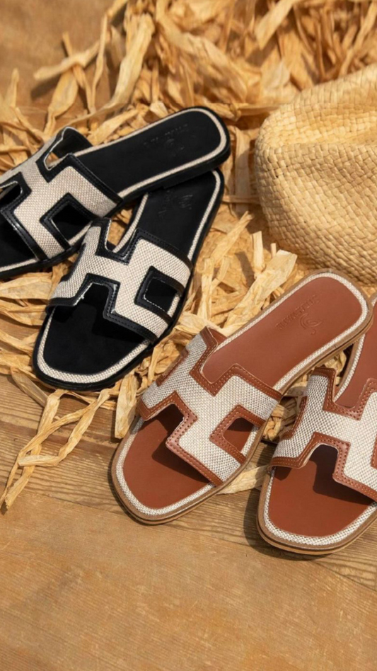 FAUX LEATHER DESIGNER STRAP SANDALS