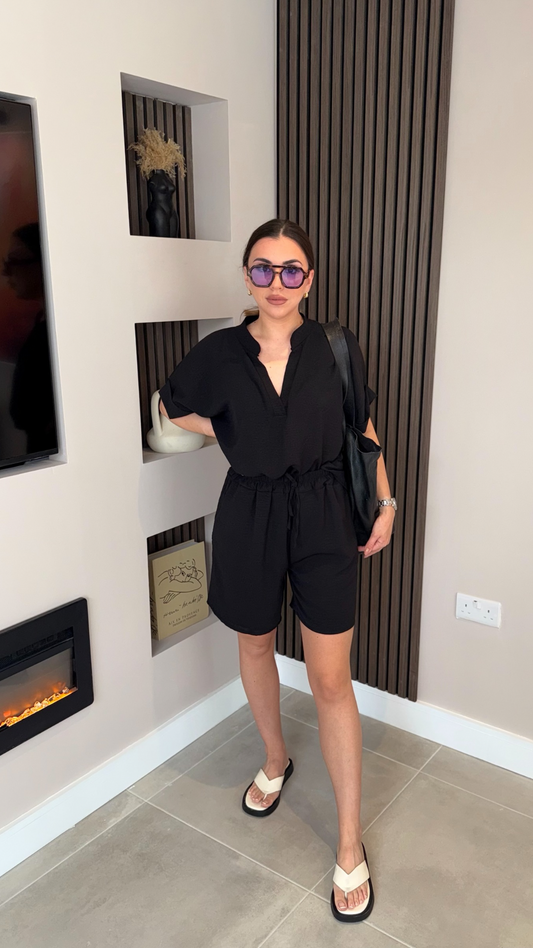 BLACK TOP AND SHORTS CO-ORD SET