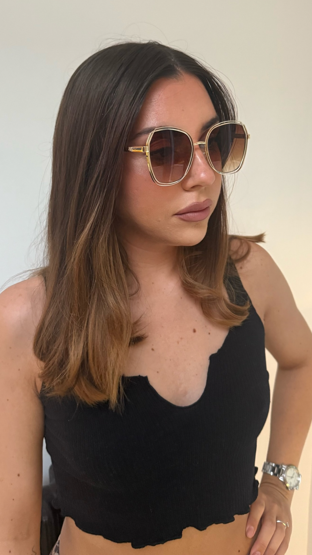 GOLD FRAME OVERSIZED SUNGLASSES