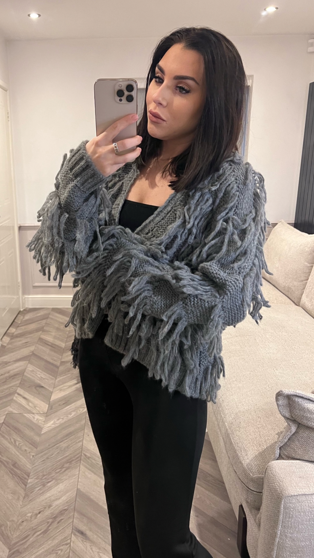 Fringe sales shaggy cardigan