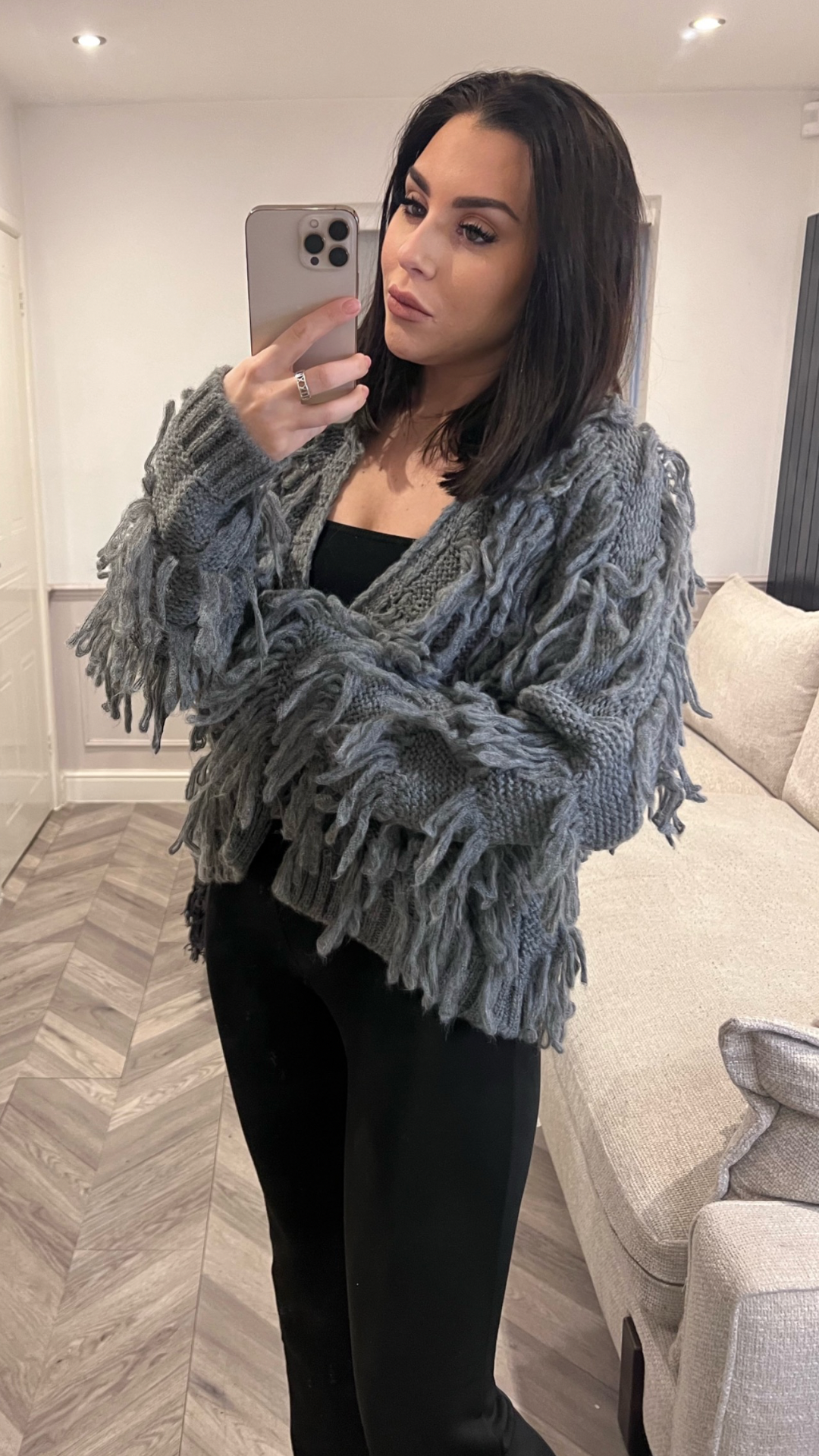 Fringe shaggy outlet cardigan