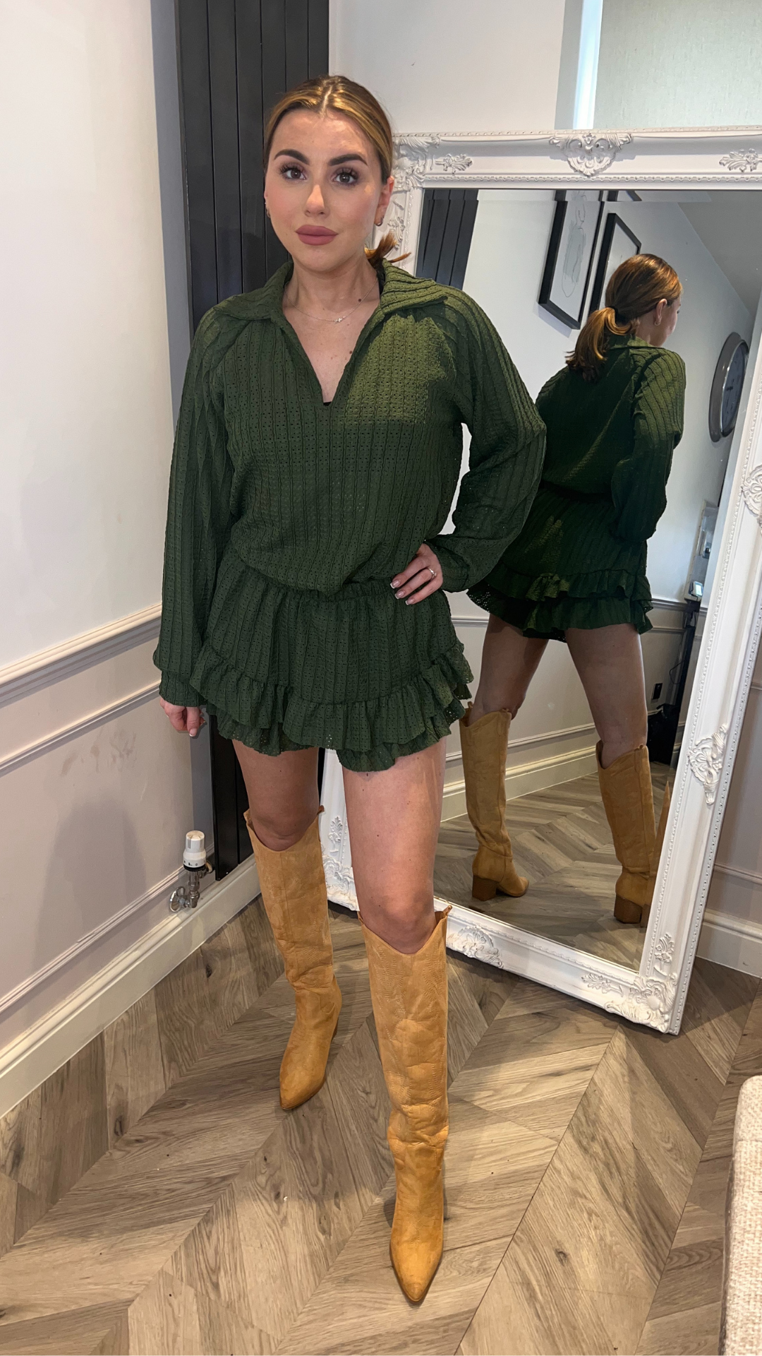 GREEN LILY CROCHET SHORT AND SHIRT SET